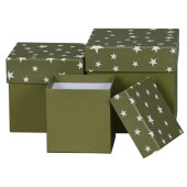 Set of 3 Olive Green Star Boxes – Stylish Storage 
